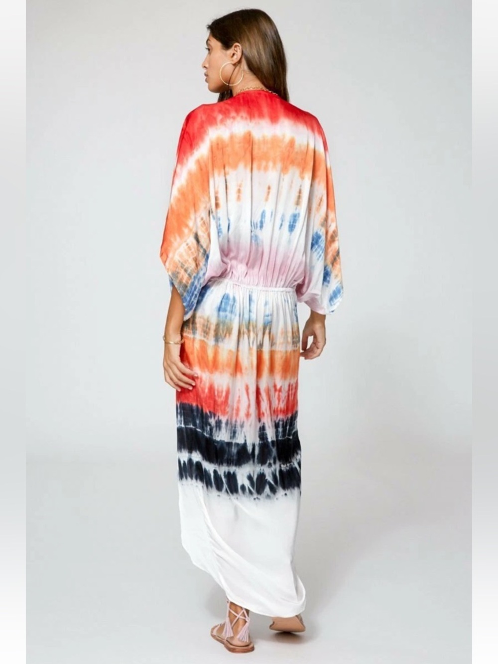 Young Fabulous & Broke Tie-Dye Maxi Dress with Deep V and Side Slit - Picture 3 of 12